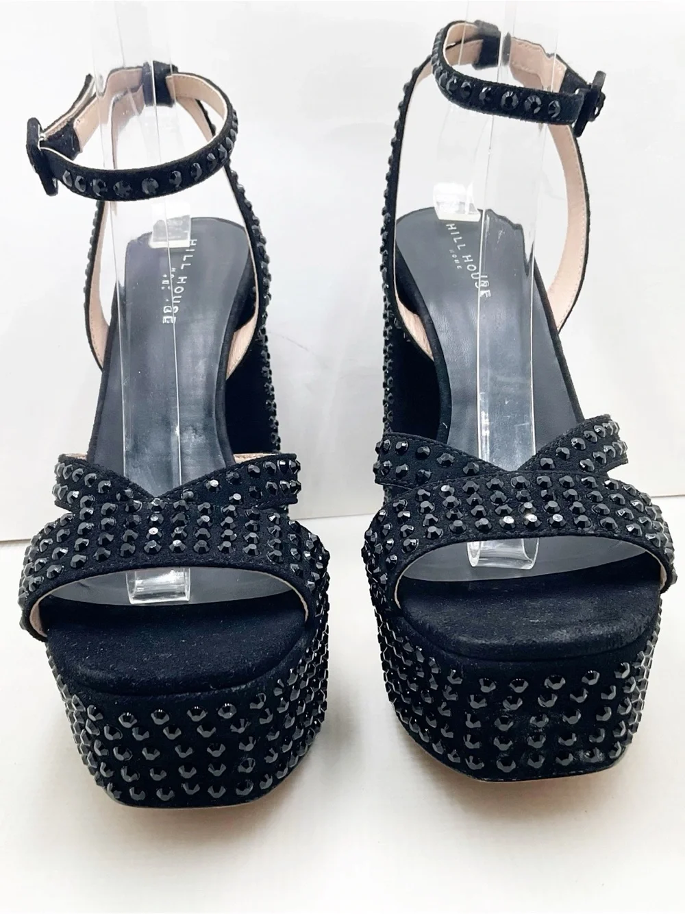 {Hill House Home} Rhinestone Studded Ankle Strap Party Platform Heels